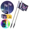LED Whip Light 2PCS 3FT RGB Antenna Light with Flag Remote App ATV UTV RZR