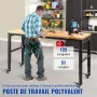 Workbench Adjustable Height, 122cm W X 51cm D X 104cm H Garage Table w/ 79 – 104 cm Heights & 720KG Capacity, with Power Outlets