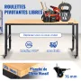 Workbench Adjustable Height, 122cm W X 51cm D X 104cm H Garage Table w/ 79 – 104 cm Heights & 720KG Capacity, with Power Outlets