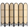 6 Panel Room Divider Hand-Woven Rattan Foldende privatlivsskærme Brun