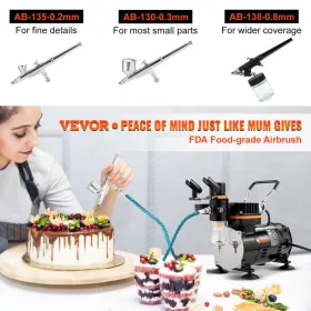 Airbrush-kit, professionelt airbrush-sæt med kompressor