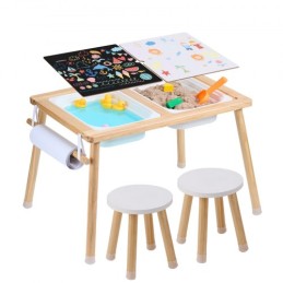 Kids Sensory Table & Stol Sæt Sand Water Play Table med 2 opbevaringsbakker