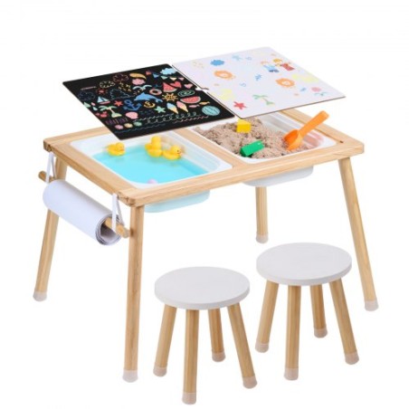 Kids Sensory Table & Stol Sæt Sand Water Play Table med 2 opbevaringsbakker