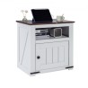 Farmhouse End Table Square Night Stand med USB -porte og forretninger Hvid