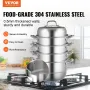 Steamer Pot 11.8in/30cm, 5 Tier Steamer Pot for Cooking with 10QT Stock Pot, 3 Vegetable Steamers & 2 Steaming Trays, Food-Grade