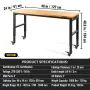 Workbench Adjustable Height, 122cm W X 61cm D X 104cm H Garage Table with 79 – 104 cm Heights & 720KG Capacity, with Power Outle