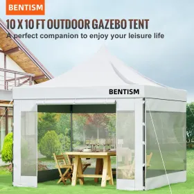 10 x 10 FT Pop Up Canopy Tent, Outdoor Patio Gazebo Tent with Removable Sidewalls and Wheeled Bag, UV Resistant Waterproof