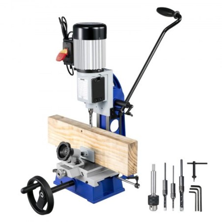 Table Mortiser, 1/2 HP, 1700 RPM, Bench Drill Press with Movable Workbench, Hollow Mortiser, for Drilling Round, Square, or