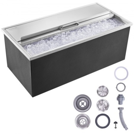 36"x18"x14" Drop in Ice Chest Ice Cooler Ice Bin Stainless Steel w/Cover