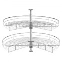 31" 2 Tier Kidney Shaped Chrome Corner Organizer Lazy Susan Cabinet Blind