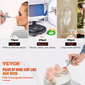 Airbrush Kit, bærbart airbrush-sæt med kompressor, Airbrushing System Kit m/ multi-purpose dobbelthandling tyngdekraftsfoder