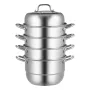 Steamer Pot 11.8in/30cm, 5 Tier Steamer Pot for Cooking with 10QT Stock Pot, 3 Vegetable Steamers & 2 Steaming Trays, Food-Grade