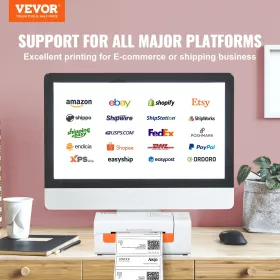 Termisk etiketprinter, 4x6 -etiketprinter, termisk etiketproducent med automatisk etiketgenkendelse, understøtter