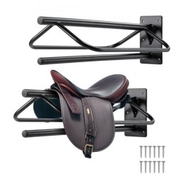 Saddle Rack with Pad Bar 2 Packs Wall Mounted Horse Saddle Stand Black