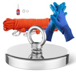 1300 LBS Strong Fishing Magnet Kit Single Sided Pull Force Rope Carabiner