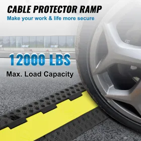3 Pack Rubber Cable Protector Ramp, 2 Channel, 12000 lbs/axle Capacity Heavy Duty Hose Wire Cover Ramp Driveway, Traffic Speed