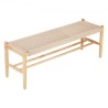 Rattan Bench Wooden Bench 47.6 Inches for Entryway Living Room & Bedroom