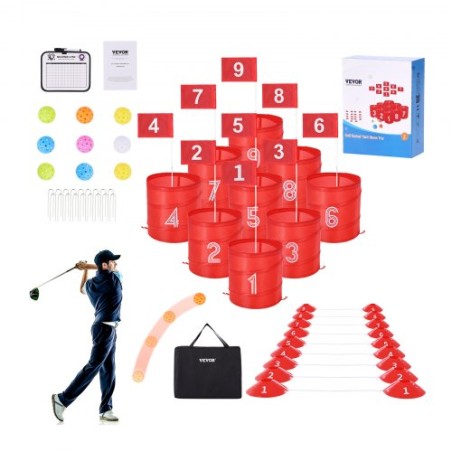 Backyard Golf Game 9 Hole Portable Bucket Golf Game for Kids and Adults