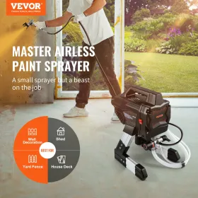Stand Airless Paint Sprayer, 7/8HP 650W Electric Paint Sprayer Machine 2900PSI High Power for Interior Exterior Painting,