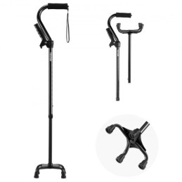 Quad Walking Cane 10-niveau Højde Justerbar Walking Stick 4-spredt base