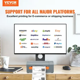 Termisk etiketprinter, 203dpi 60pcs/min til 4x6 mailingpakker, USB -forbindelse og automatisk etiketgenkendelse, support