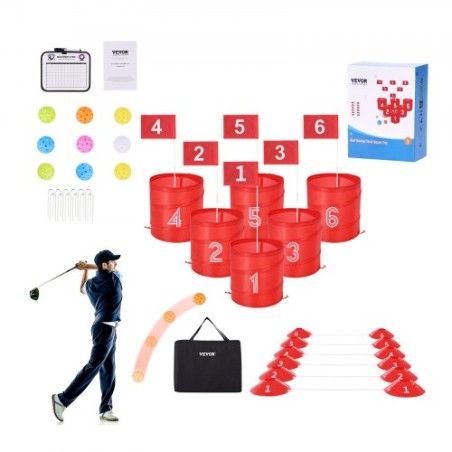 Backyard Golf Game 6 Hole Portable Bucket Golf Game for Kids and Adults